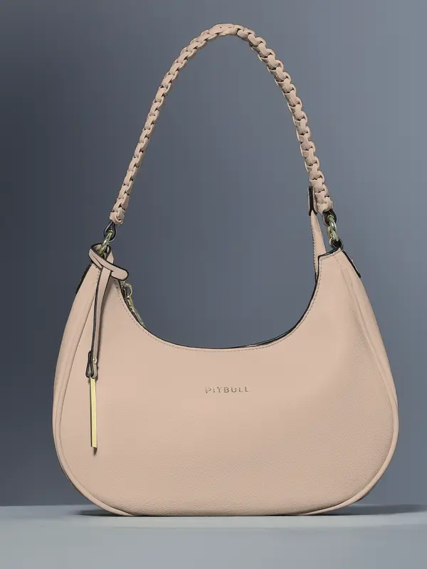 Bolsa Baguete Elegante com Alça Trançada e Zíper Dourado Pit Bull Jeans Luxo