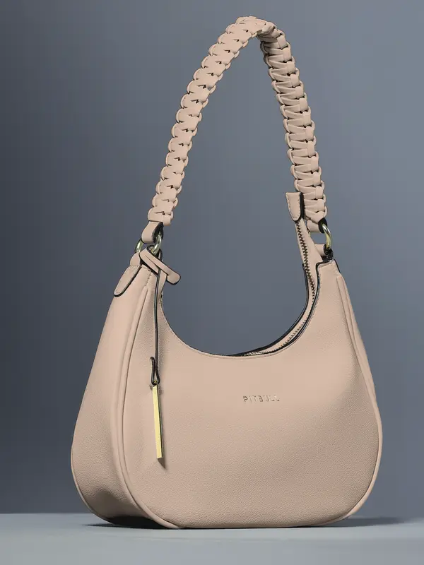 Bolsa Baguete Elegante com Alça Trançada e Zíper Dourado Pit Bull Jeans Luxo