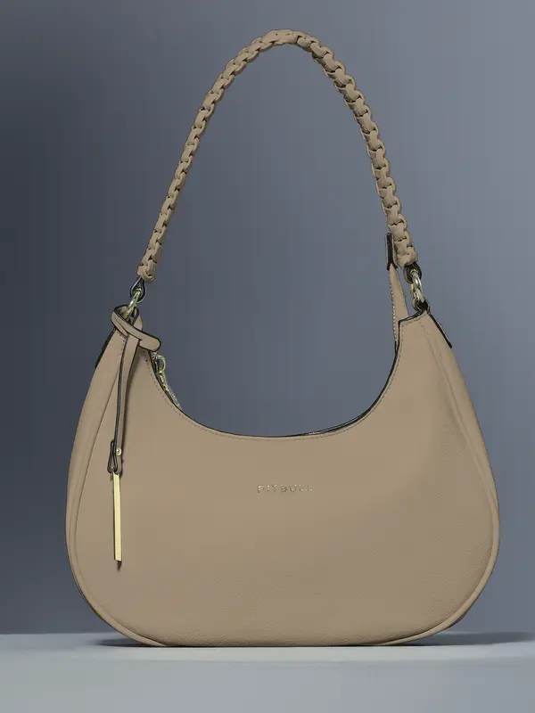 Bolsa Baguete Elegante com Alça Trançada e Zíper Dourado Pit Bull Jeans Luxo