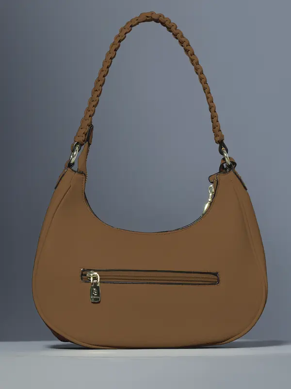 Bolsa Baguete Elegante com Alça Trançada e Zíper Dourado Pit Bull Jeans Luxo
