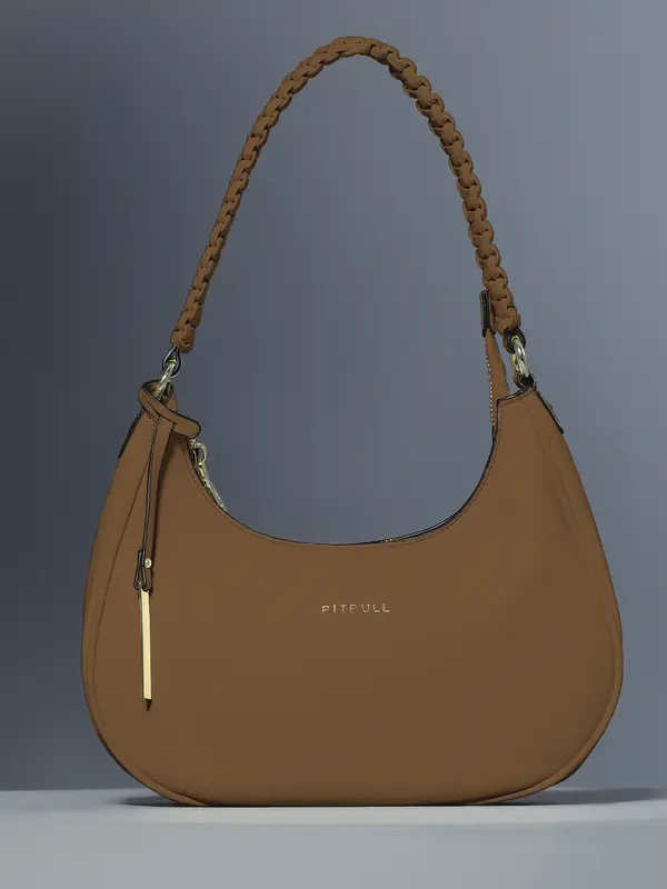 Bolsa Baguete Elegante com Alça Trançada e Zíper Dourado Pit Bull Jeans Luxo