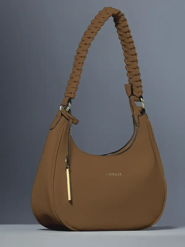 Bolsa Baguete Elegante com Alça Trançada e Zíper Dourado Pit Bull Jeans Luxo