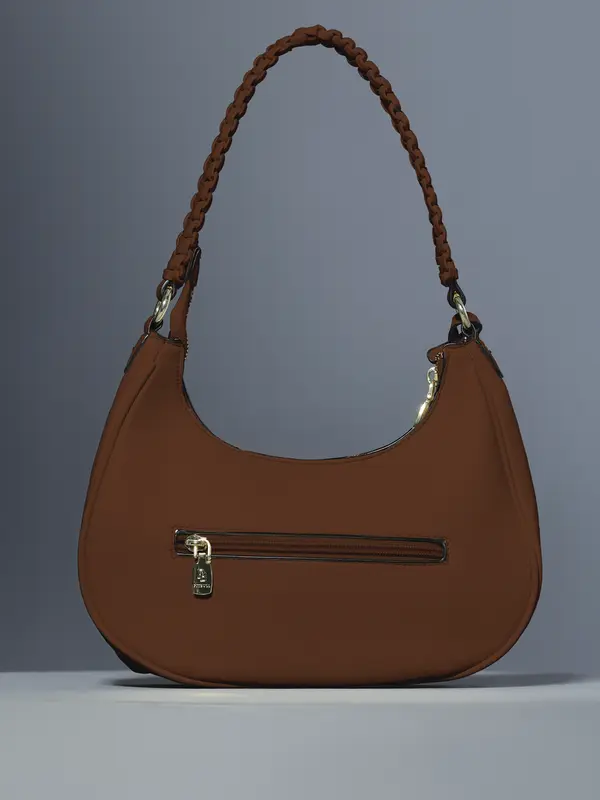 Bolsa Baguete Elegante com Alça Trançada e Zíper Dourado Pit Bull Jeans Luxo