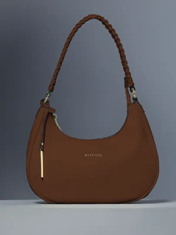 Bolsa Baguete Elegante com Alça Trançada e Zíper Dourado Pit Bull Jeans Luxo