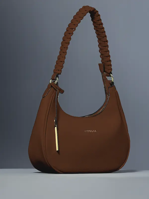 Bolsa Baguete Elegante com Alça Trançada e Zíper Dourado Pit Bull Jeans Luxo