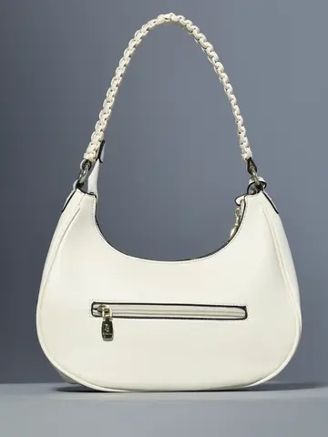 Bolsa Baguete Elegante com Alça Trançada e Zíper Dourado Pit Bull Jeans Luxo