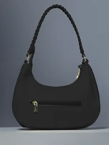 Bolsa Baguete Elegante com Alça Trançada e Zíper Dourado Pit Bull Jeans Luxo