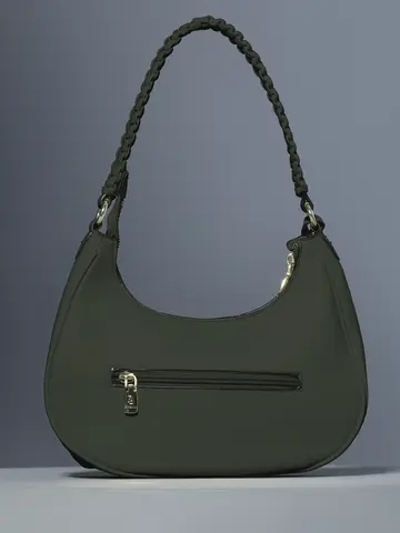 Bolsa Baguete Elegante com Alça Trançada e Zíper Dourado Pit Bull Jeans Luxo