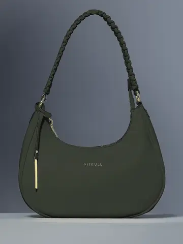 Bolsa Baguete Elegante com Alça Trançada e Zíper Dourado Pit Bull Jeans Luxo