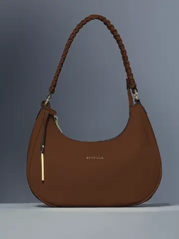 Bolsa Baguete Elegante com Alça Trançada e Zíper Dourado Pit Bull Jeans Luxo