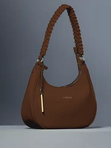 Bolsa Baguete Elegante com Alça Trançada e Zíper Dourado Pit Bull Jeans Luxo
