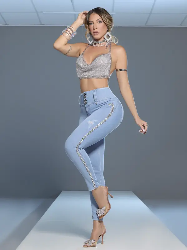 Calça Cintura Perfeita Modeladora e Estilosa com Detalhes Laterais Pit Bull Jeans Luxo