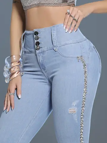 Calça Cintura Perfeita Modeladora e Estilosa com Detalhes Laterais Pit Bull Jeans Luxo