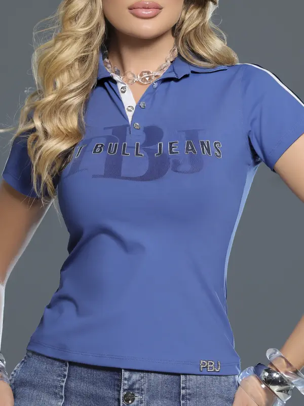 Polo Feminina Casual e Elegante com Logomania Pit Bull Jeans Luxo