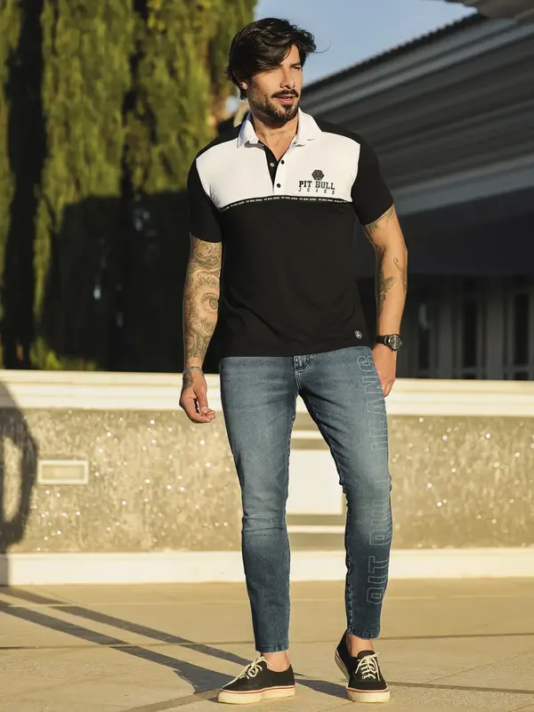 Polo Masculina Autêntica e Estilosa com Estampa em Relevo Pit Bull Jeans Luxo