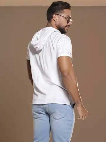 Camiseta Masculina Estampada Pit Bull Jeans Luxo Confortável com Capuz Estiloso