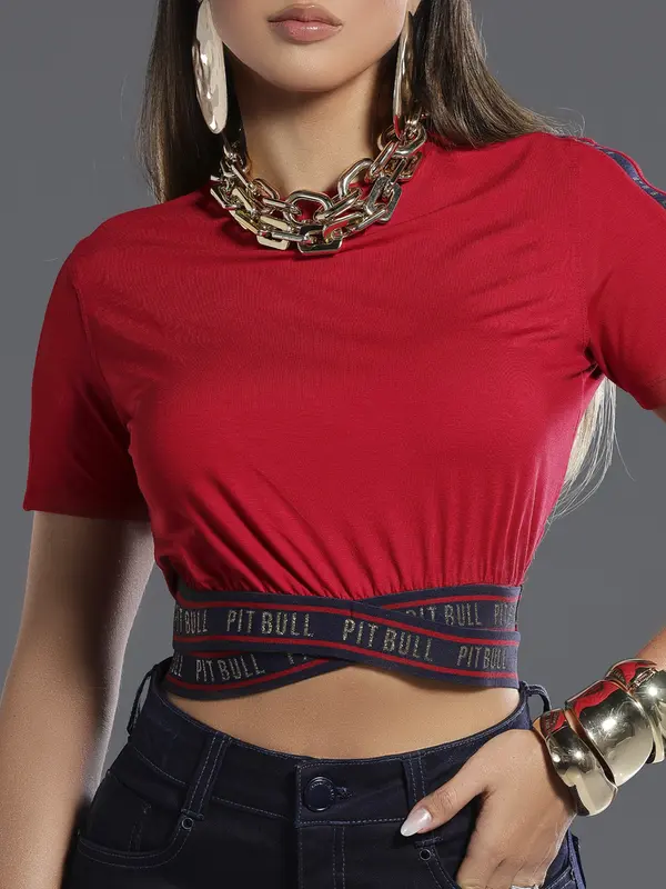 Cropped Sofisticado e Elegante com Elástico Personalizado Pit Bull Jeans