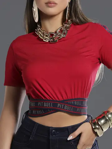 Cropped Sofisticado e Elegante com Elástico Personalizado Pit Bull Jeans