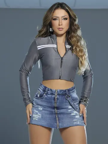 Short Saia Estiloso e Sofisticado com Toque Destroyed Pit Bull Jeans