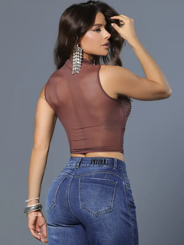 Regata Conceito Pit Bull Jeans Sofisticada e Confortável com Detalhes em Sextavado