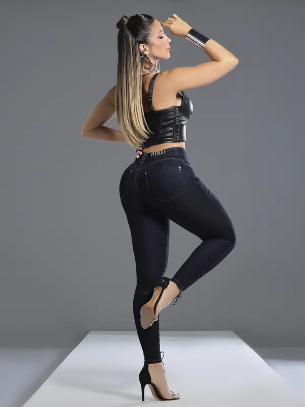 Calça Skinny Hot Pants Modeladora e Estilosa com Logomania Lateral Pit Bull Jeans Luxo