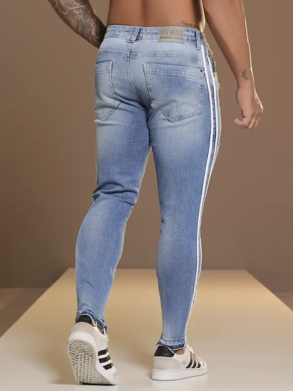 Calça Masculina Pit Bull Jeans Luxo Confortável e Sofisticada com Faixas Laterais