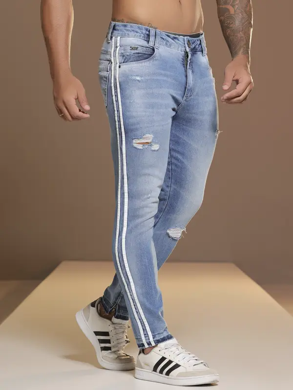 Calça Masculina Pit Bull Jeans Luxo Confortável e Sofisticada com Faixas Laterais