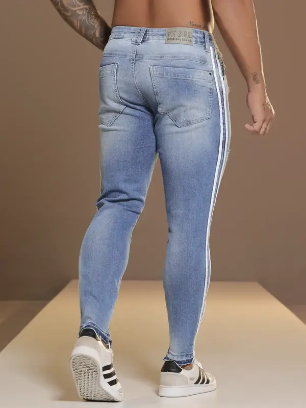Calça Masculina Pit Bull Jeans Luxo Confortável e Sofisticada com Faixas Laterais