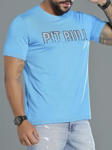 Camiseta Masculina Autêntica e Estilosa com Estampa em Relevo Pit Bull Jeans Luxo