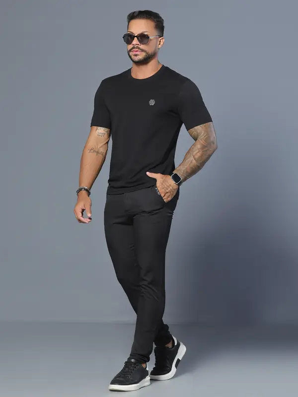 Calça Masculina Preta Confortável e Estilosa com Cordão de Amarração Pit Bull Jeans Luxo