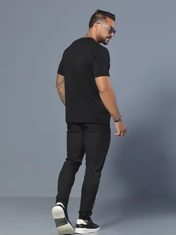 Calça Masculina Preta Confortável e Estilosa com Cordão de Amarração Pit Bull Jeans Luxo