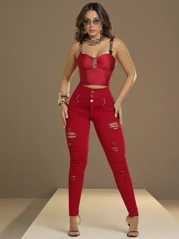 Corset Vermelho Modelador e Elegante com Alças Personalizadas Pit Bull Jeans