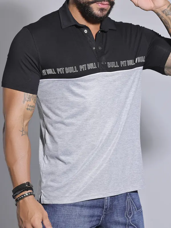 Polo Masculina Estilosa e Casual com Estampa em Relevo Pit Bull Jeans Luxo