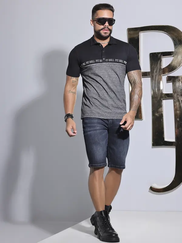 Polo Masculina Estilosa e Casual com Estampa em Relevo Pit Bull Jeans Luxo