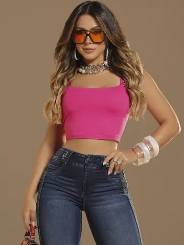 Cropped Casual e Sofisticado com Alças Personalizadas Pit Bull Jeans