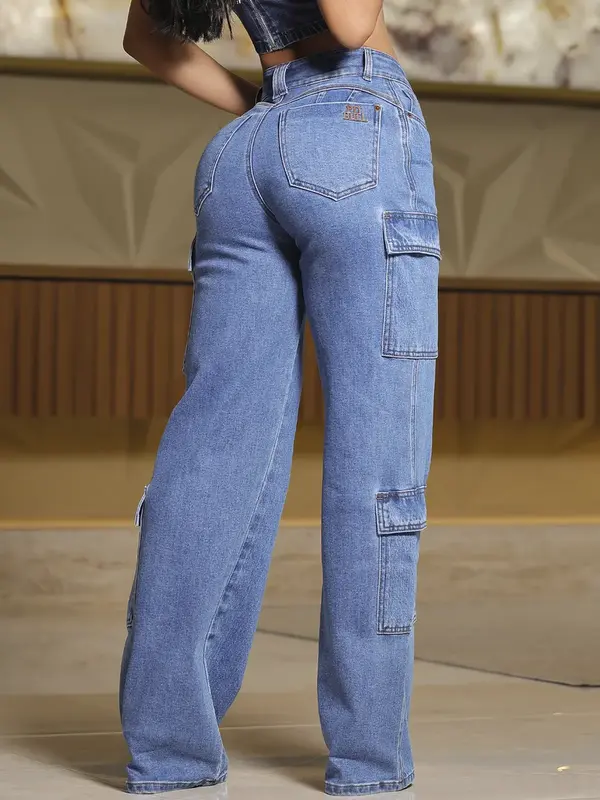Calça Wide Leg Cargo Estilosa Pit Bull Jeans com Caimento Sofisticado