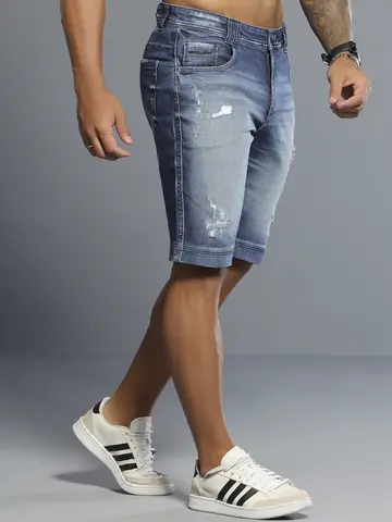 Bermuda Masculina Azul Médio Pit Bull Jeans Luxo