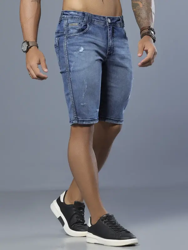 Bermuda Masculina Pit Bull Jeans Luxo Azul Médio