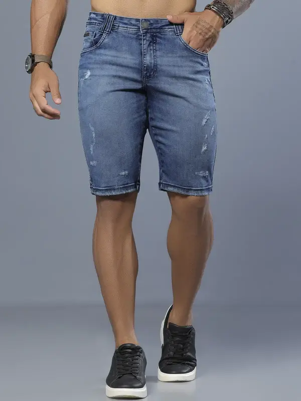 Bermuda Masculina Pit Bull Jeans Luxo Azul Médio