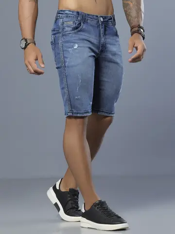 Bermuda Masculina Pit Bull Jeans Luxo Azul Médio