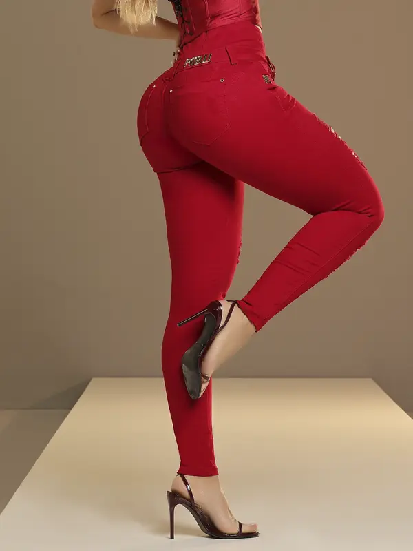 Calça Cintura Perfeita Modeladora e Estilosa com Detalhes Destroyeds Pit Bull Jeans Luxo