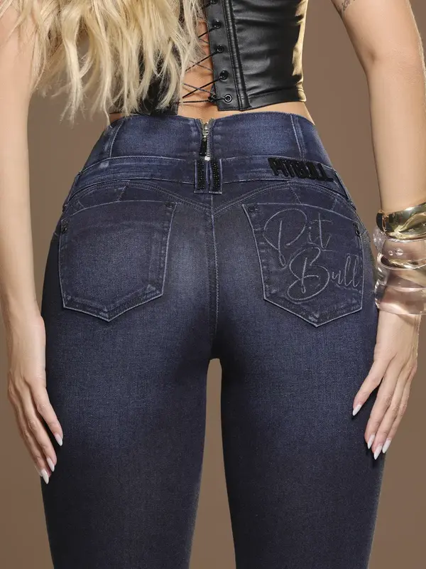 Calça Cintura Perfeita Modeladora e Sofisticada com Bordado Pit Bull Jeans Luxo
