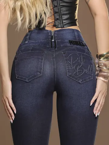 Calça Cintura Perfeita Modeladora e Sofisticada com Bordado Pit Bull Jeans Luxo
