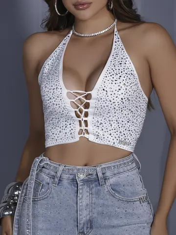 Cropped Conceito Elegante e Sofisticado com Pedrarias Pit Bull Jeans