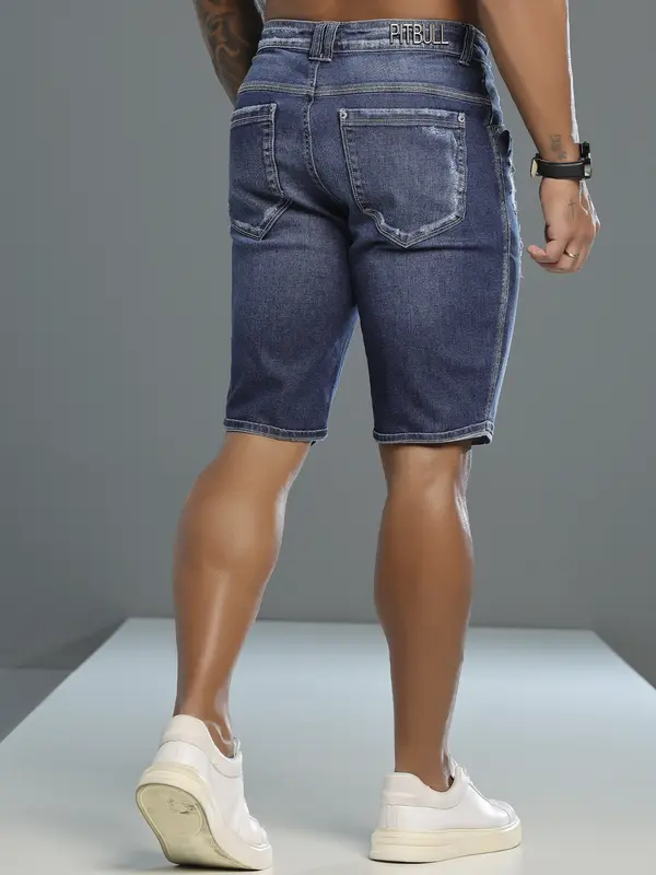 Bermuda Masculina Estilosa e Casual com Toque Destroyed Pit Bull Jeans Luxo