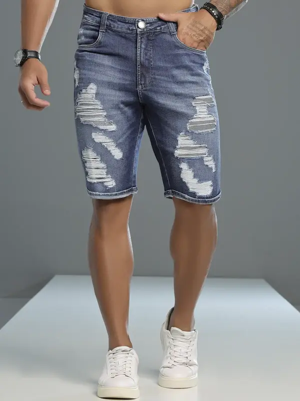 Bermuda Masculina Estilosa e Casual com Toque Destroyed Pit Bull Jeans Luxo