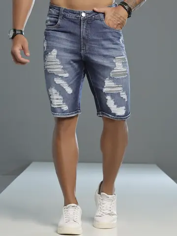 Bermuda Masculina Estilosa e Casual com Toque Destroyed Pit Bull Jeans Luxo