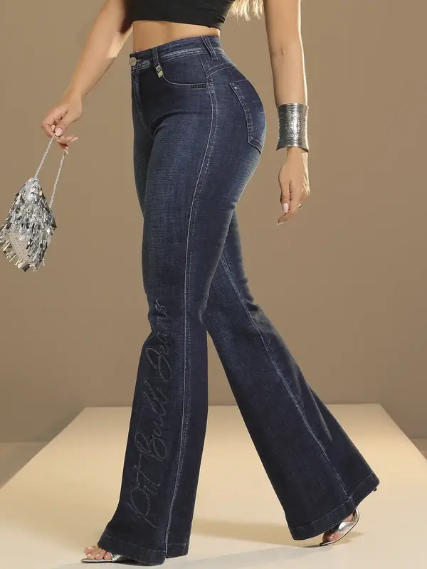 Calça Flare Estilosa e Autêntica com Bordado Lateral Pit Bull Jeans