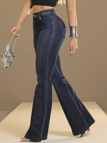 Calça Flare Estilosa e Autêntica com Bordado Lateral Pit Bull Jeans