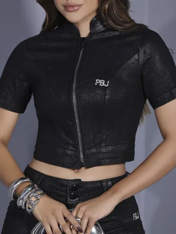 Cropped Conceito Refinado e Estiloso com Detalhes Brilhosos Pit Bull Jeans Luxo
